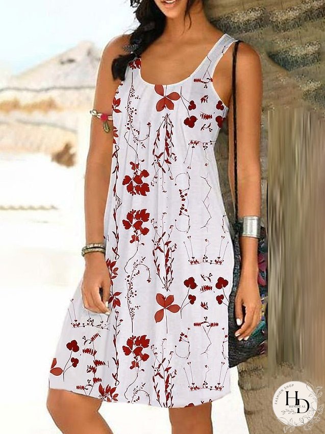 Casual Dress Tank Dress Summer Dress Floral Print Strap Mini Dress Active Fashion Outdoor Daily Sleeveless Regular Fit White Pink Red Summer Spring S M L XL XXL for Women