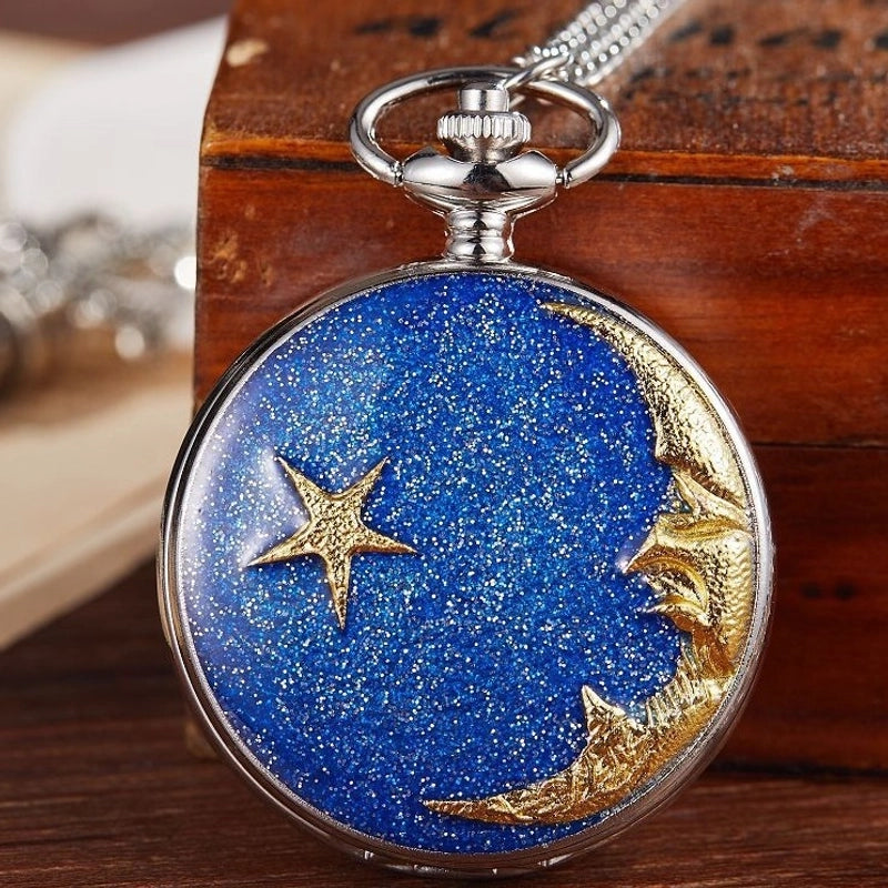 Artistic Star Moon Quartz Pocket Watch Women’s Watches