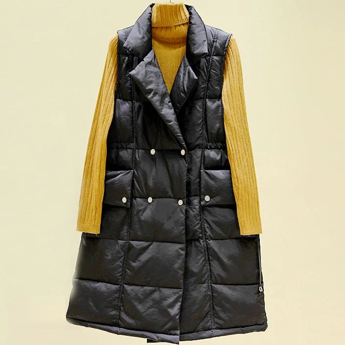 Winter Down Coats Women Long Vest 2021 Ladies Stand Collar Sleeveless Jacket Female Padded Gilets Quilted Coats Chaleco Mujer