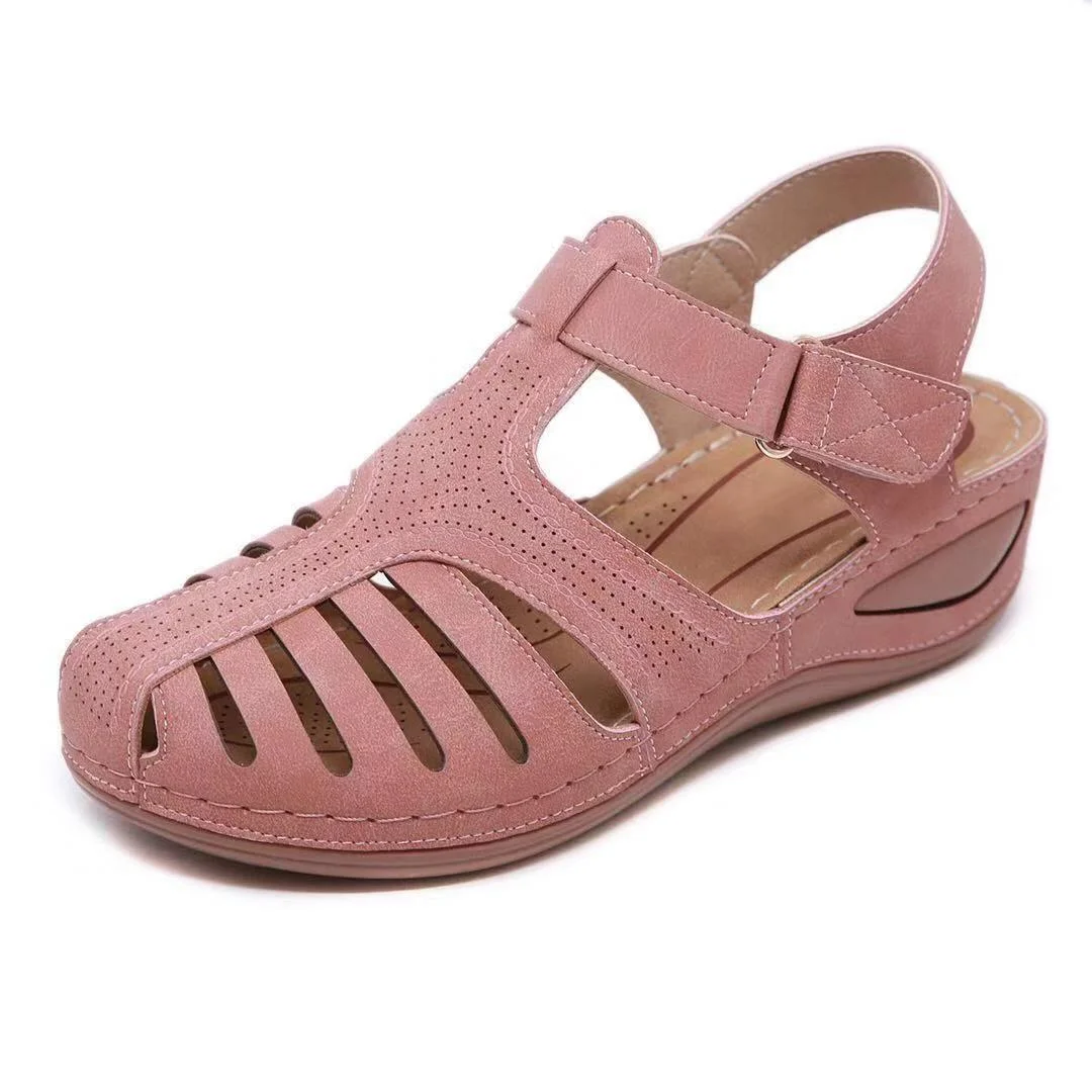 2020 Women Sandals Summer Ladies Comfortable Round Toe Ankle Hollow Sandals Female Soft Sole Shoes Drop shipping Plus Size 35-43
