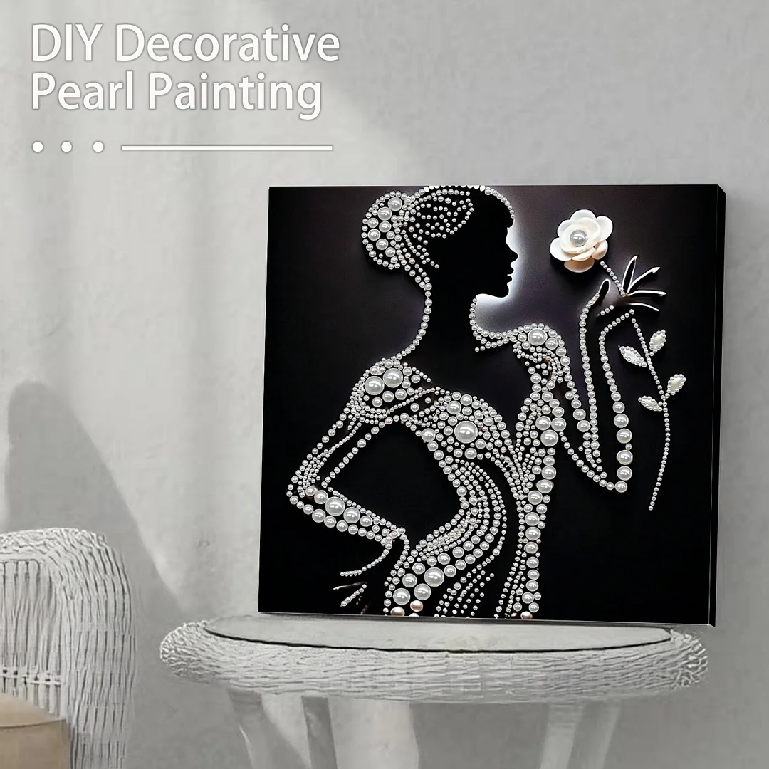 Pearl Silhouette Lady DIY Pearl Art Diamond Painting 30x30cm for Home Wall Decor