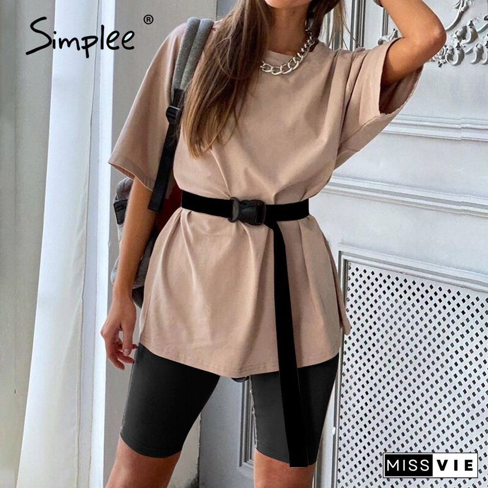 Casual Solid Outfits Women'S Two Piece Suit With Belt Home Loose Sports Tracksuits Fashion Bicycle Summer Hot Suit
