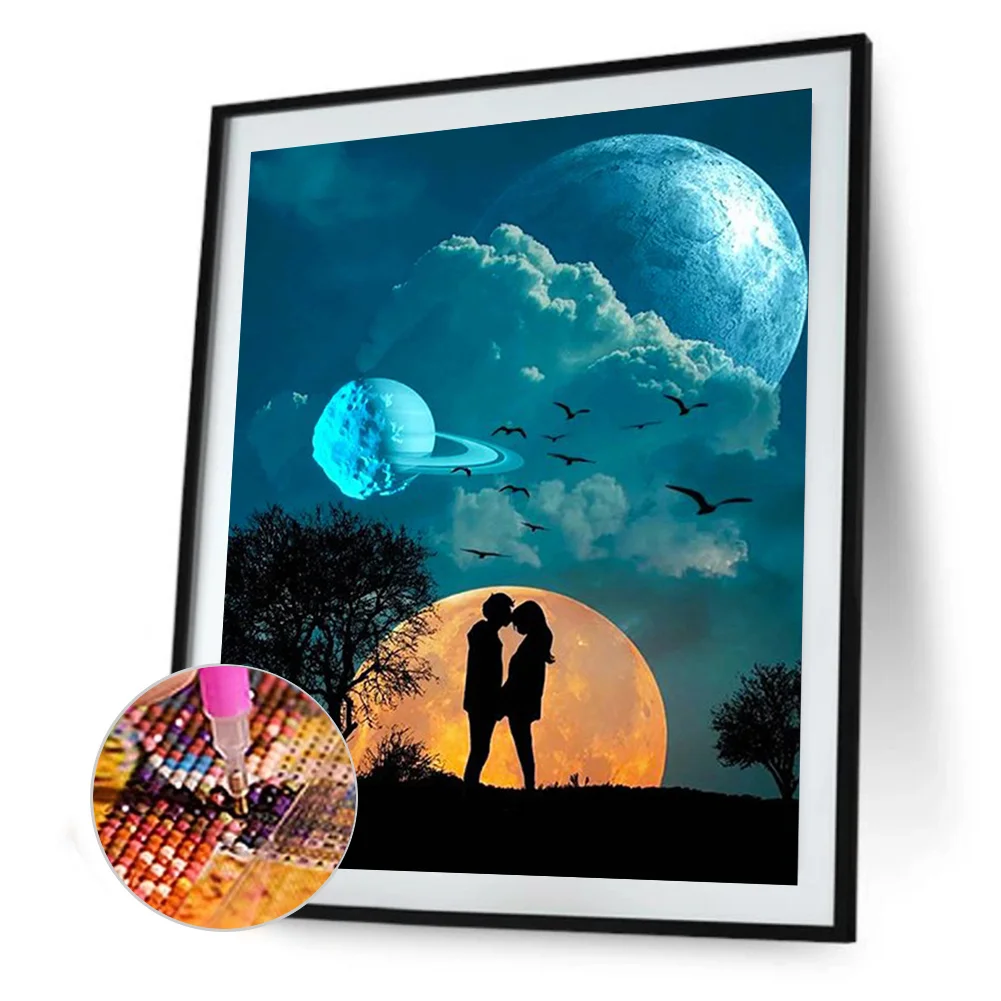 Full Round Diamond Painting 30*40cm - Starry Sky Silhouette