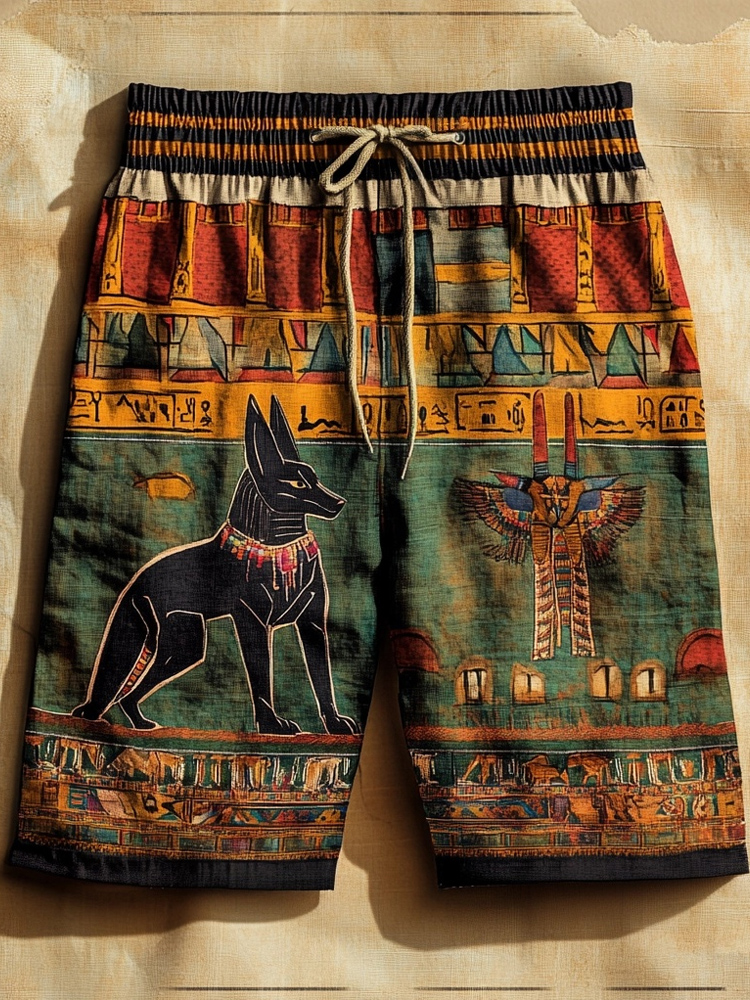 Ancient Egyptian Elements Pattern Linen Shorts