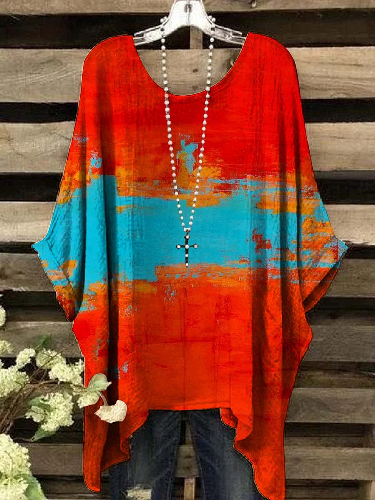 Women's Vintage Art Oil Print Casual Top