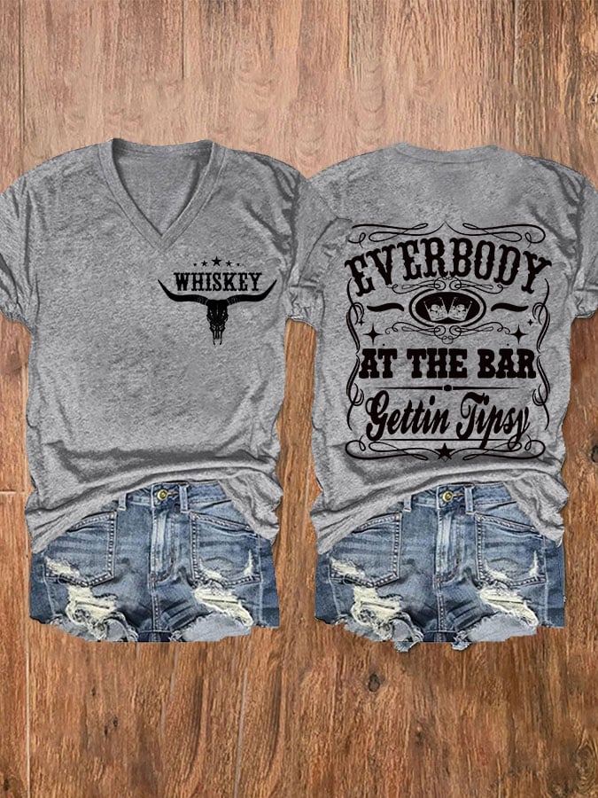 Women's Everybody At The Bar Gettin Gettin Tipsy Print T-Shirt