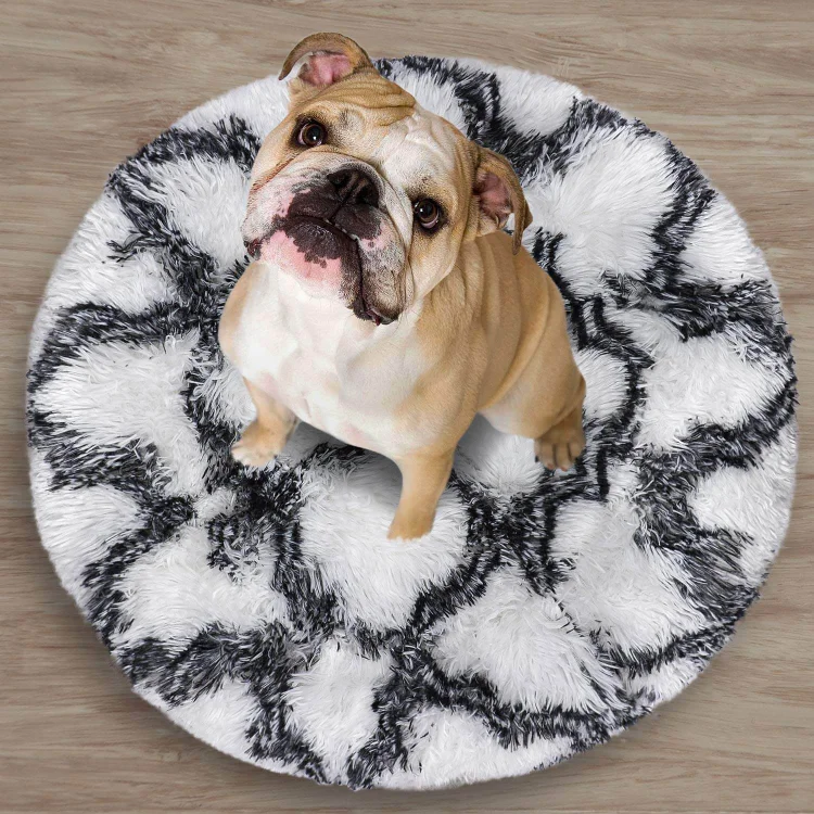 Black And White Donut Bed for Dogs and Cats