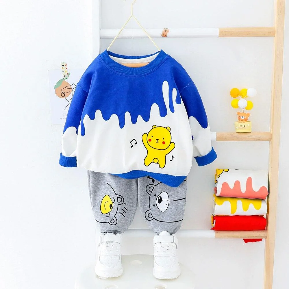 Fashion Baby Clothes Boys Set Cartoon Cute T-shirt + Harem Pants Suit 2021 Spring 2 PCS Children O-neck Fall Costume