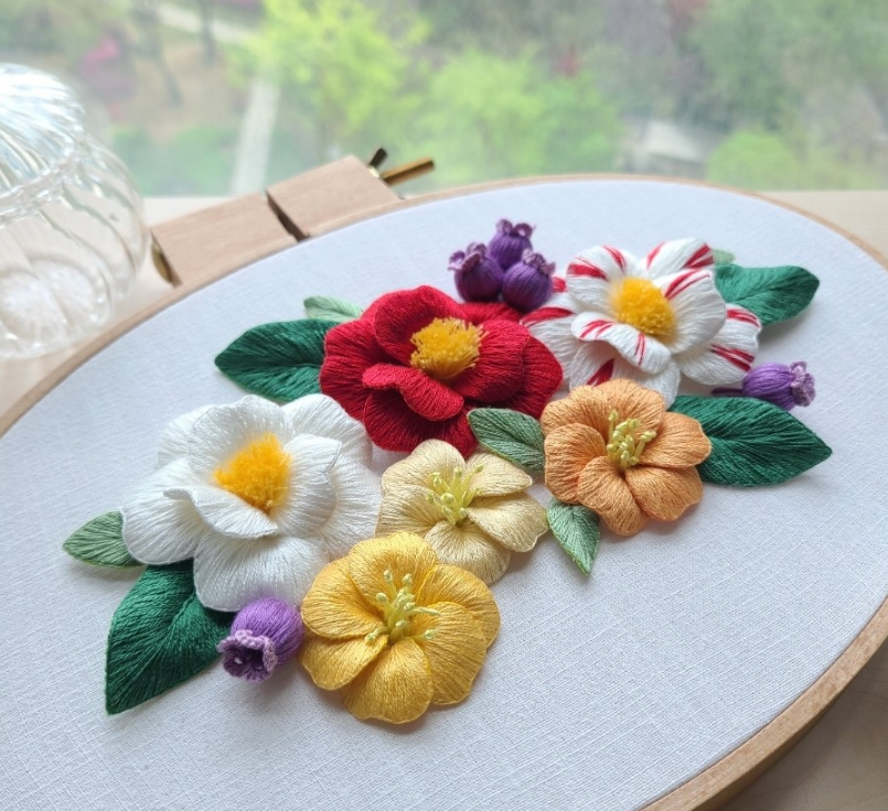 3D Camellia Embroidery