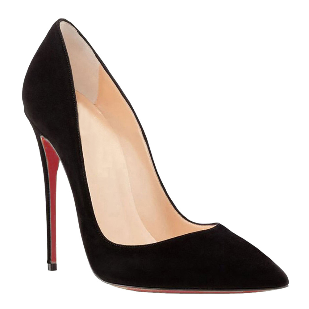 120mm Red Bottom Women's Party Wedding Heels Pumps Suede-MERUMOTE