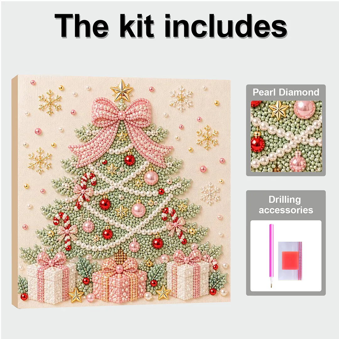 Framed Pearl Painting Kit Christmas Tree Decor 7.87x7.87in