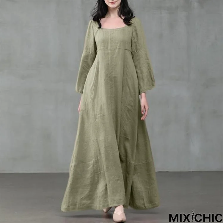 Retro Women's Dress with Large Pendulum Linen