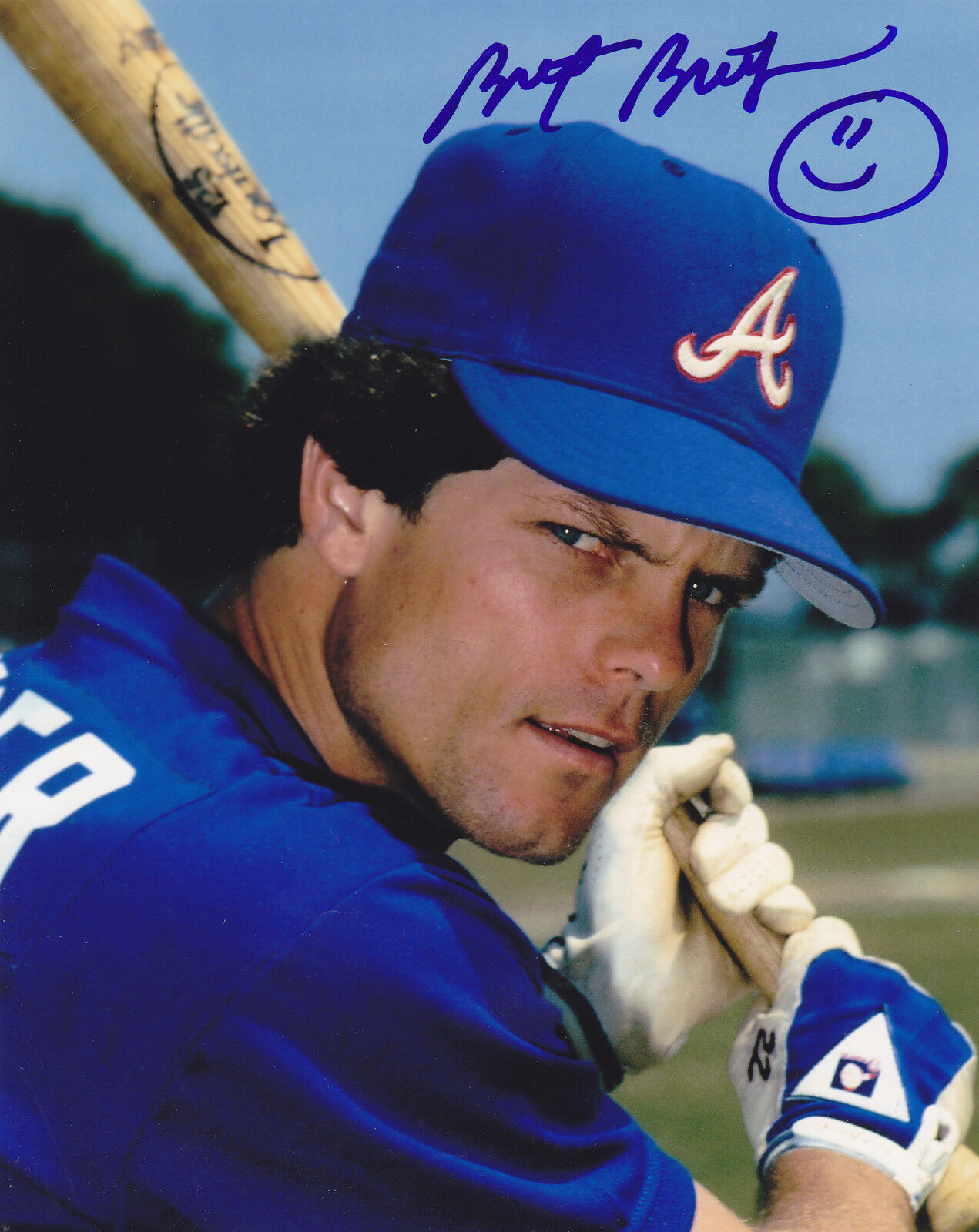 BRETT BUTLER ATLANTA BRAVES ACTION SIGNED 8x10