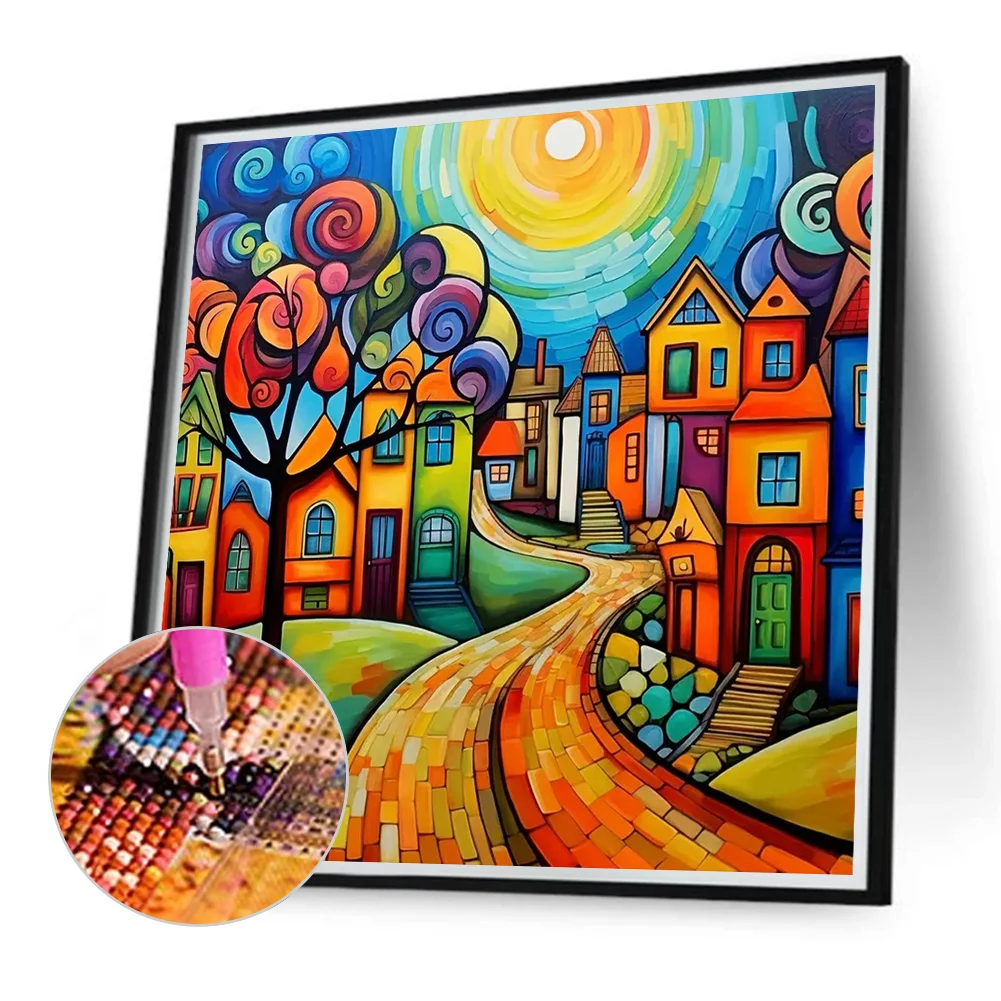 Diamond Painting - Full Round Drill - Colorful House(Canvas|40*40cm)