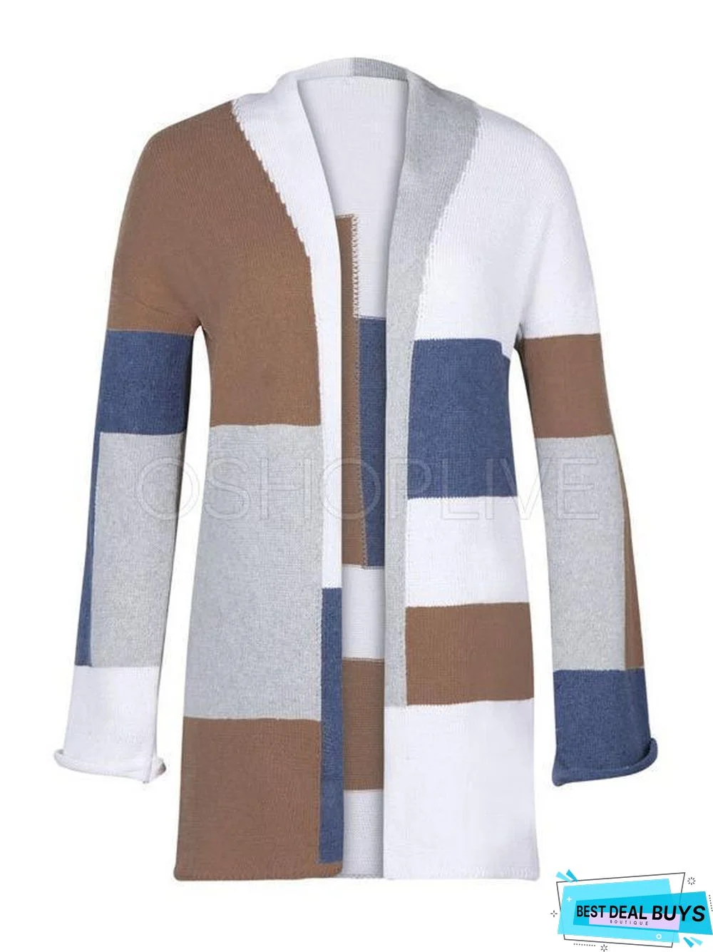 Splicing Color Mid-Length Knitting Sweater