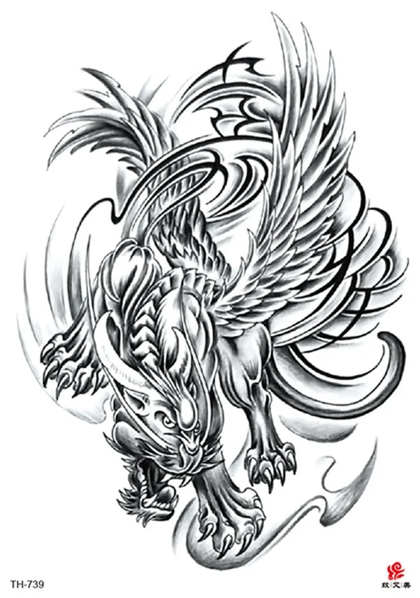 Waterproof Temporary Tattoo Sticker Wolf Crow Bird Forest Tree Black Fake Tatto Flash Tatoo Arm Leg Big Art for Women Men