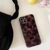 Applicable To iPhone 16/15 Series Brown Leopard Stand Mobile Phone Case