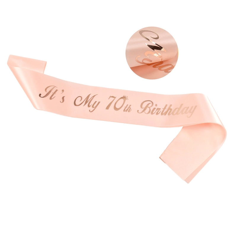 Hot Sale Champagne Birthday Shoulder Strap Crown Set 16 18 21 30 40 50 60 70 80 Headband