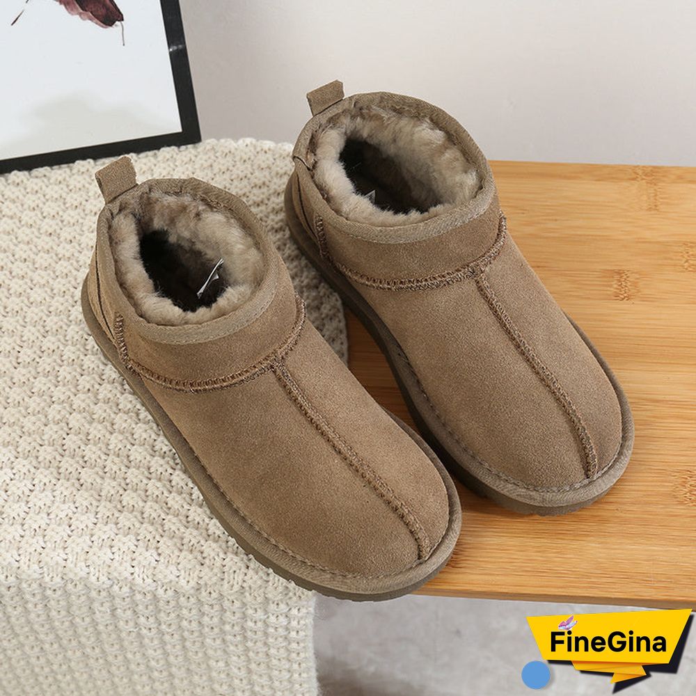 Vintage Artificial Short Plush Flats Boots Shoes