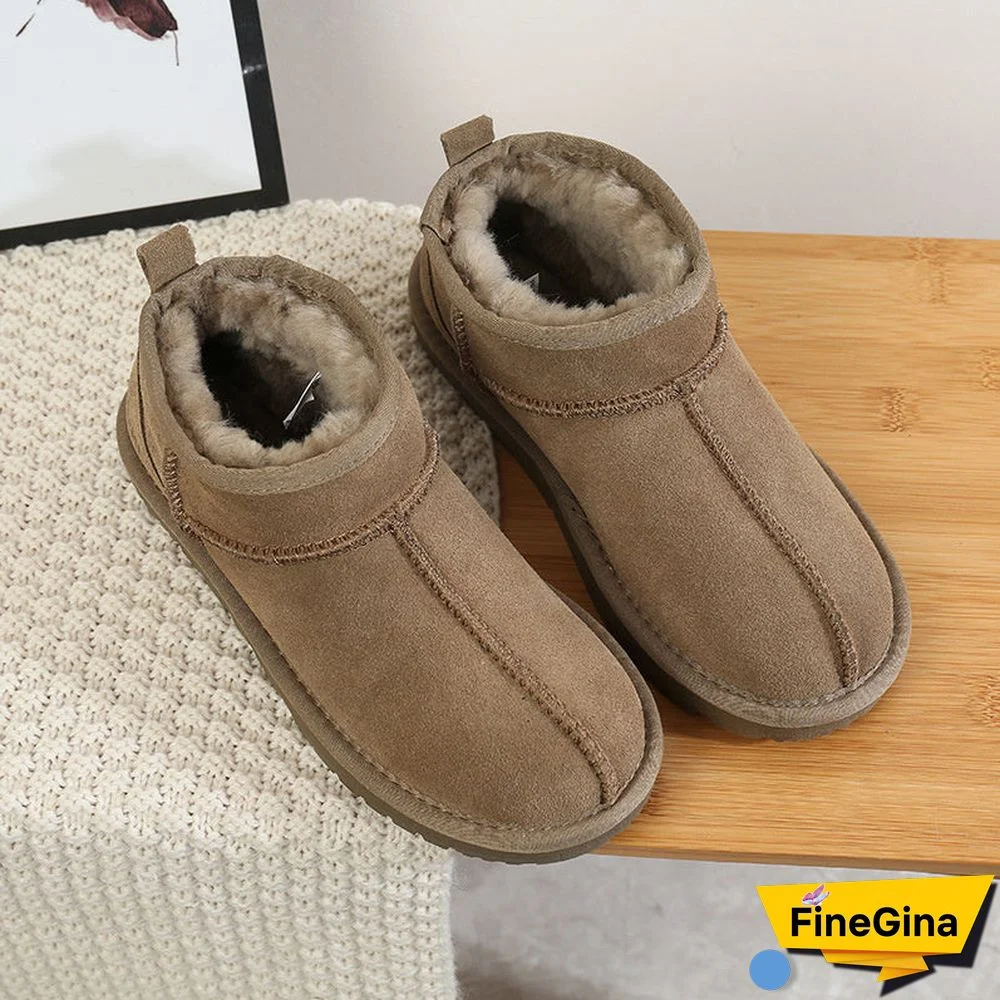 Vintage Artificial Short Plush Flats Boots Shoes