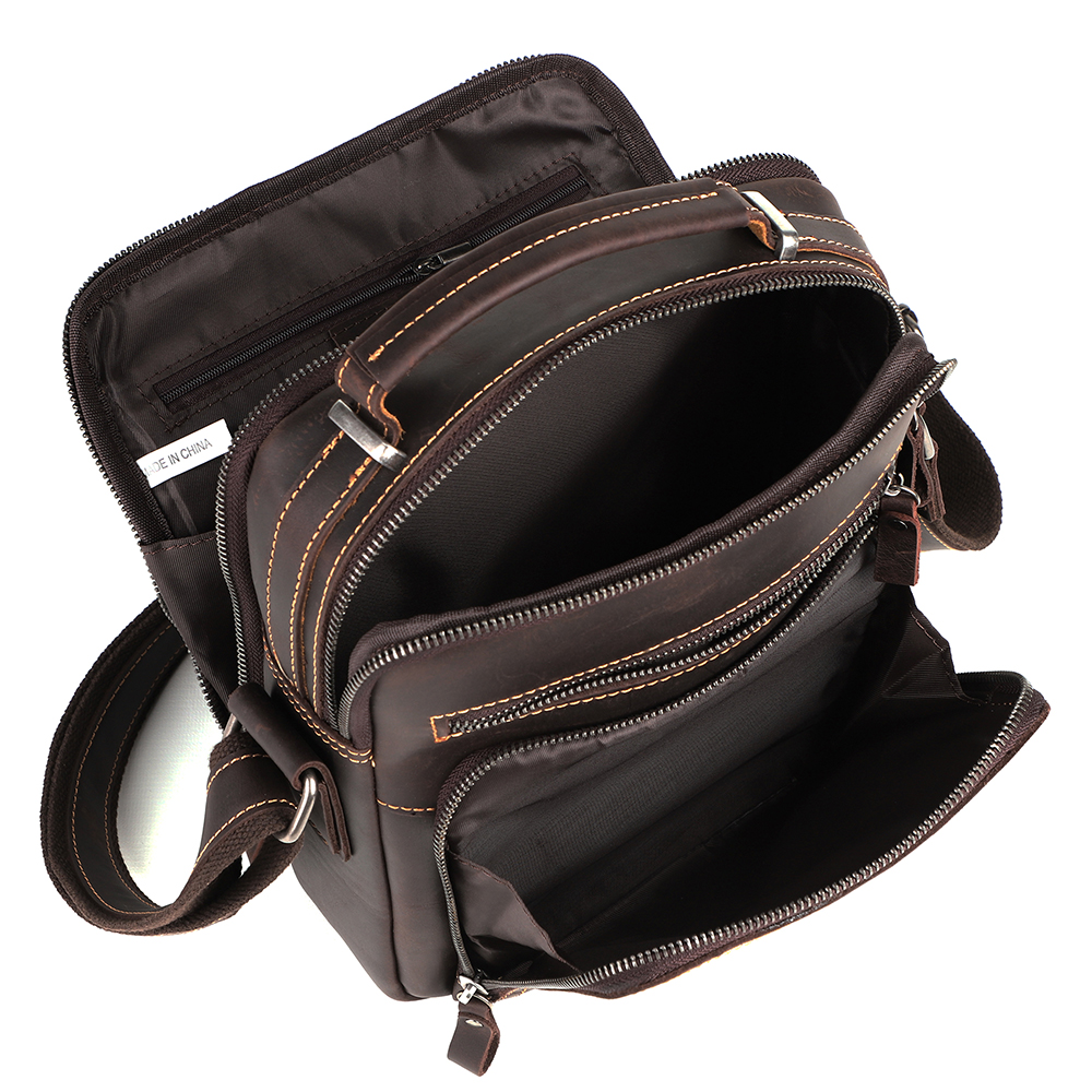 Men's messenger bag casual retro large capacity genuine leather bag