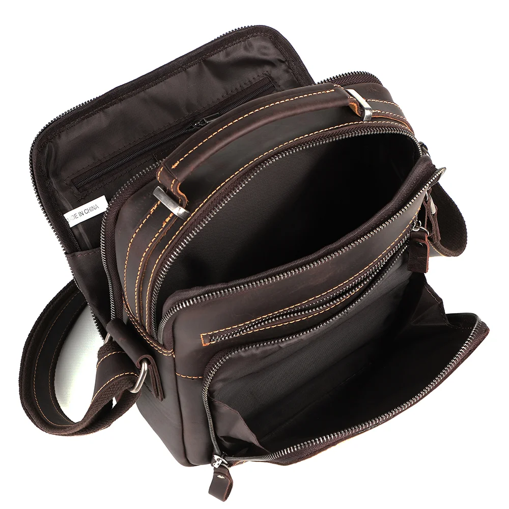 Men's messenger bag casual retro large capacity genuine leather bag