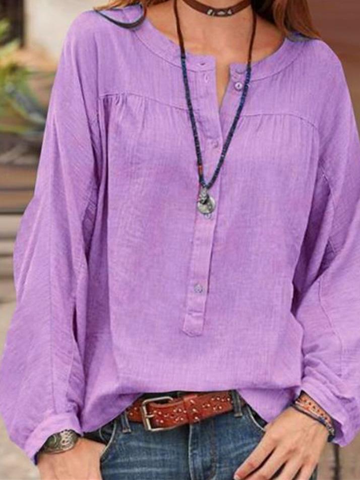 Women's Cotton Scoop Neck Long Sleeve Top