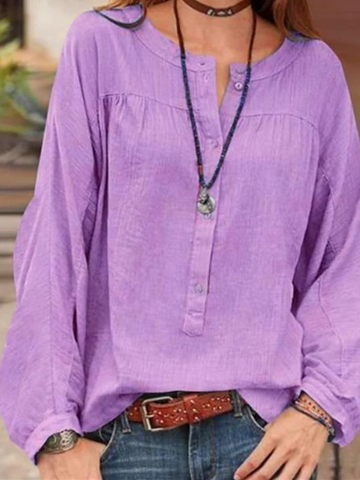 Women's Cotton Scoop Neck Long Sleeve Top