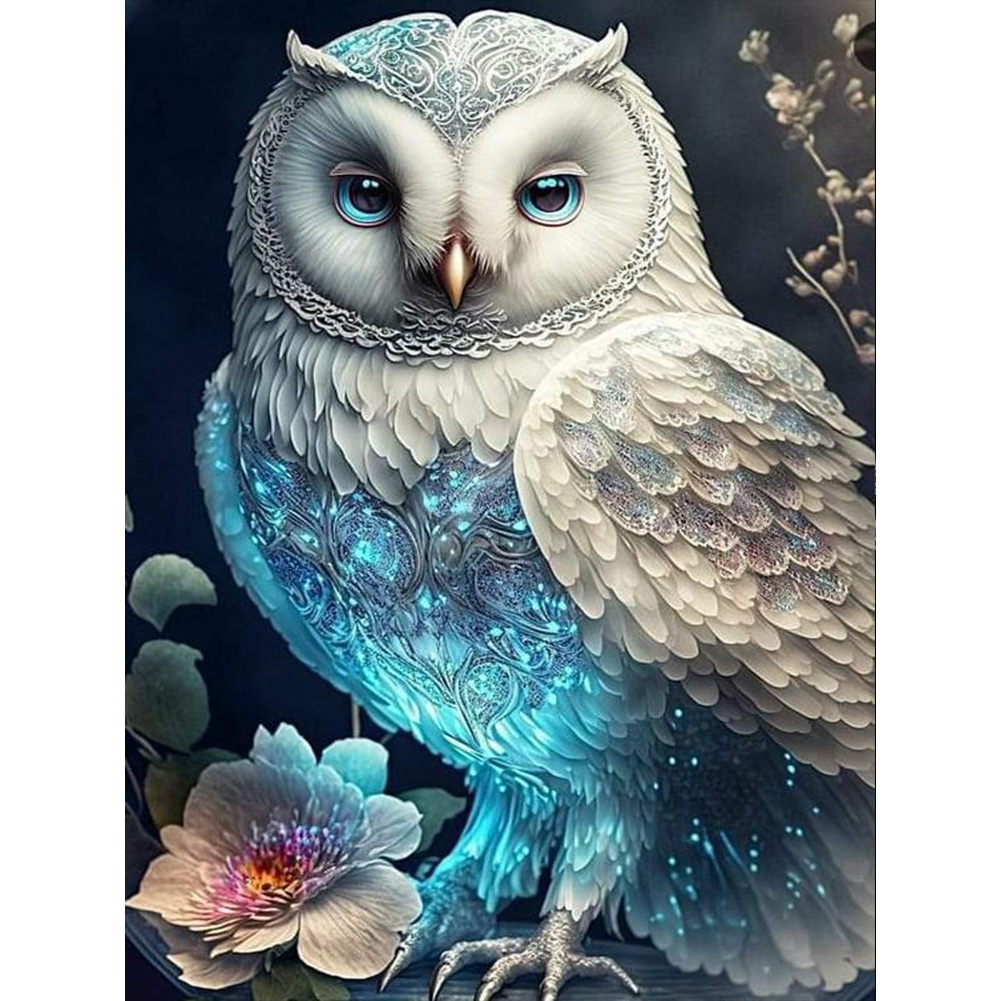 Lighted Owl 30*40cm(canvas) full round drill diamond painting
