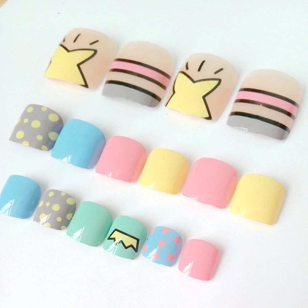 24Pcs Lovely Cherry Toe Nails With Design Acrylic Fake Toenails For Foot DIY Lady Full Cover Tip Manicure Tool-Nail Inspo