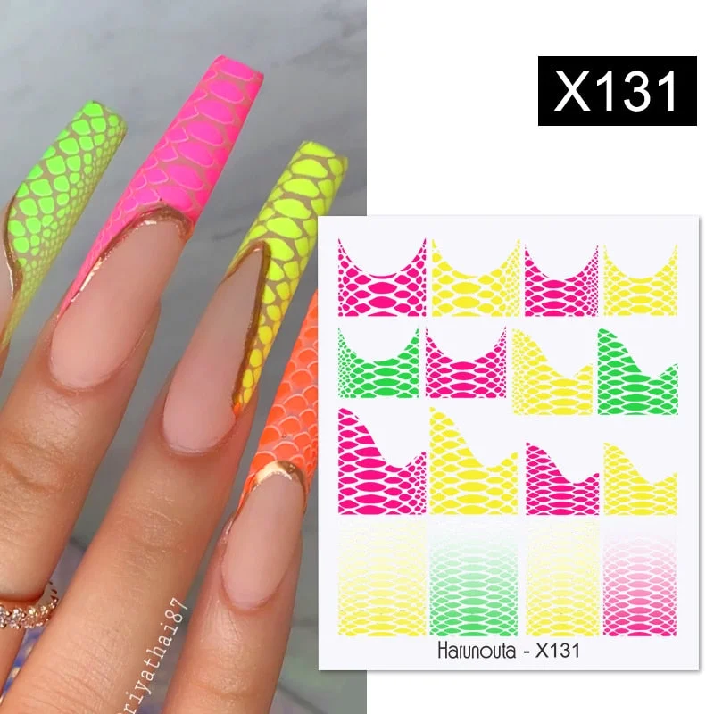 1PC Colorful Leaves Nail Water Decals Colorful Flower Leaf Water Transfer Sliders Nail Stickers For Nails Manicures Nail Wraps-Nail Inspo