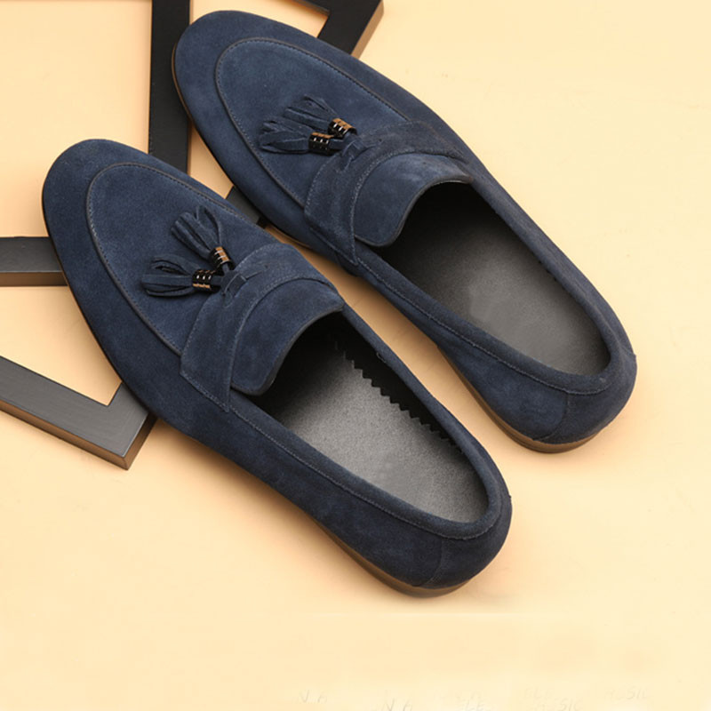Elegant Handmade Men's Blue Suede Tassel Dress Loafer Shoes, Men Forma –  theleathersouq