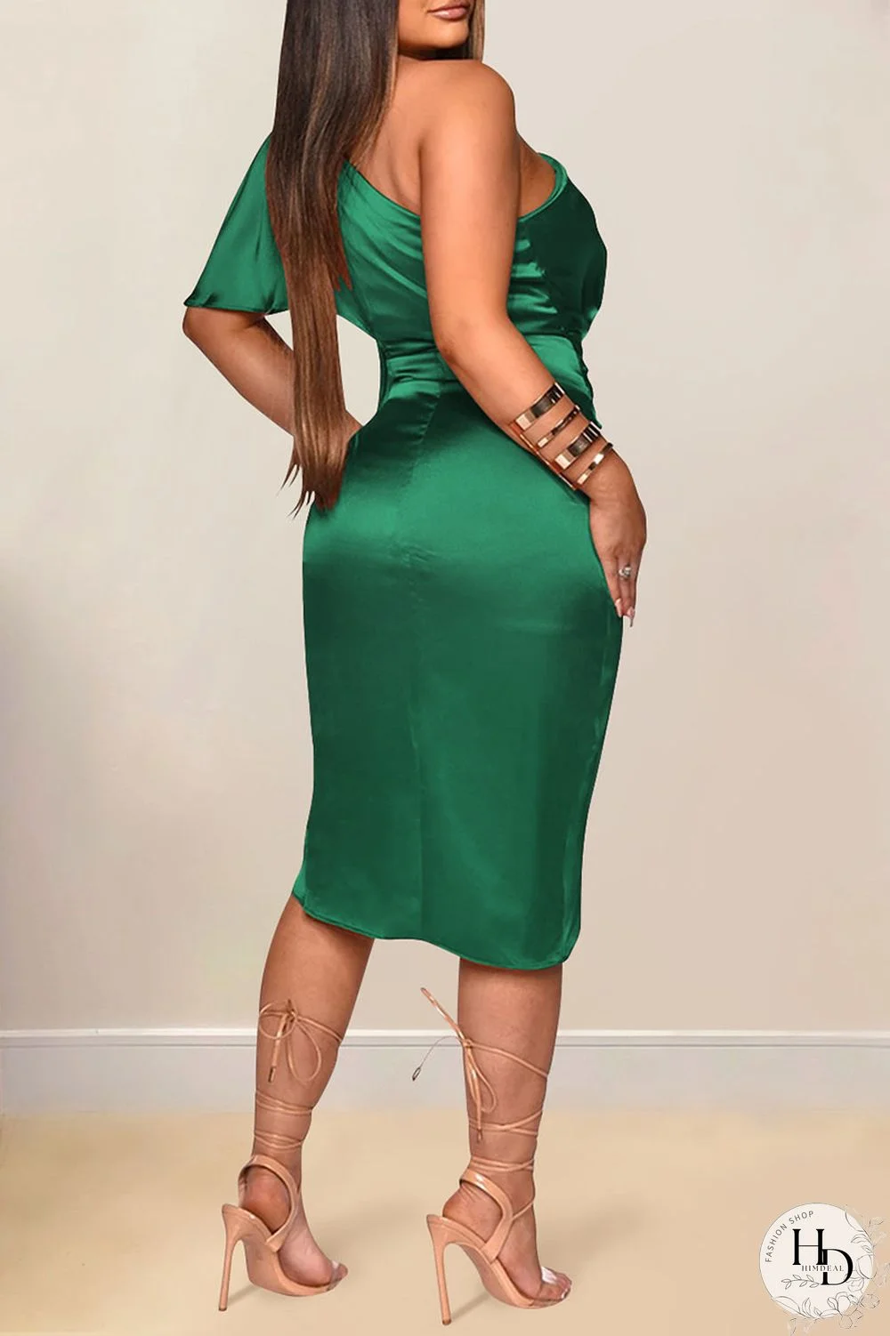 Black Sexy Solid Patchwork Asymmetrical Oblique Collar Irregular Dress Dresses