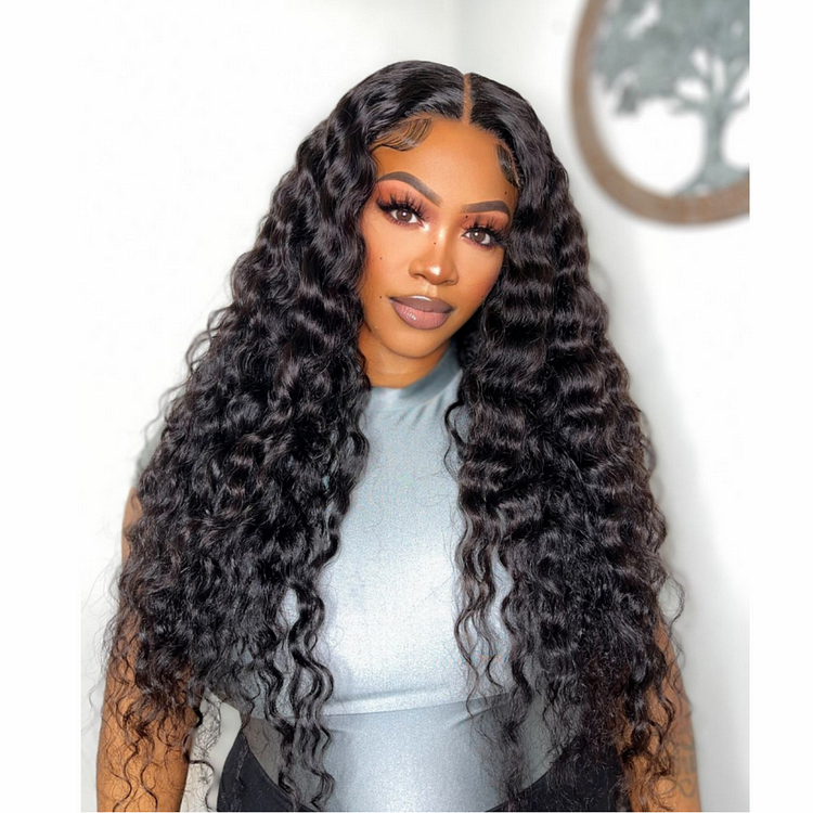 Lady Hanne Brazilian Loose Deep Hair  Glueless 4x4 HD Lace Wigs with Natural Hairline