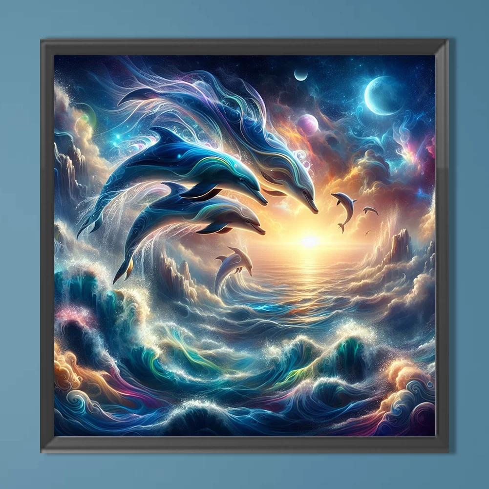 Diamond Painting - Full Round Drill - Dolphin(Canvas|40*40cm)
