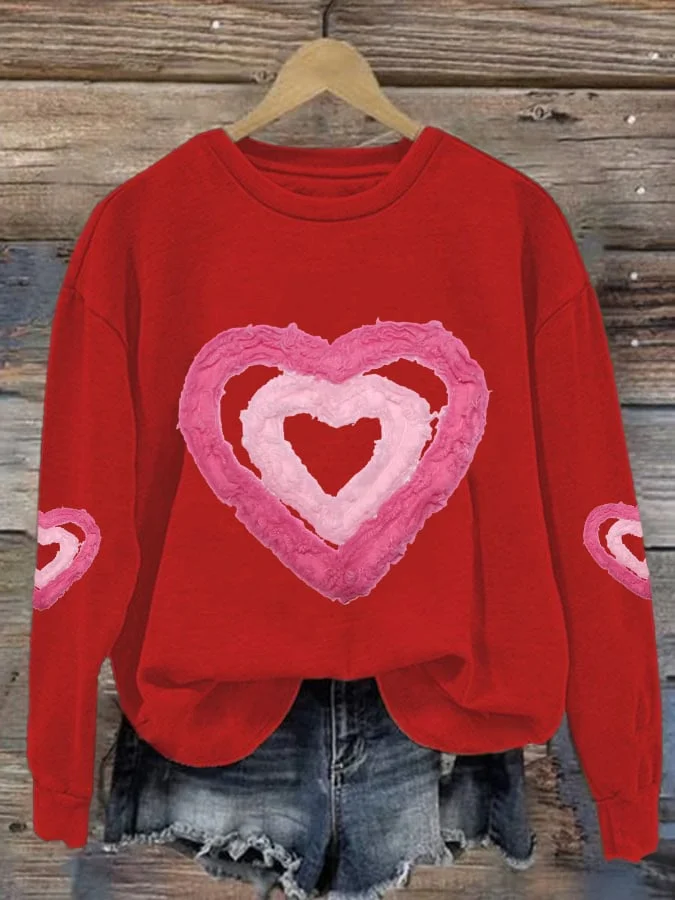 Women's Valentine's Day Printed Long Sleeve Sweatshirt