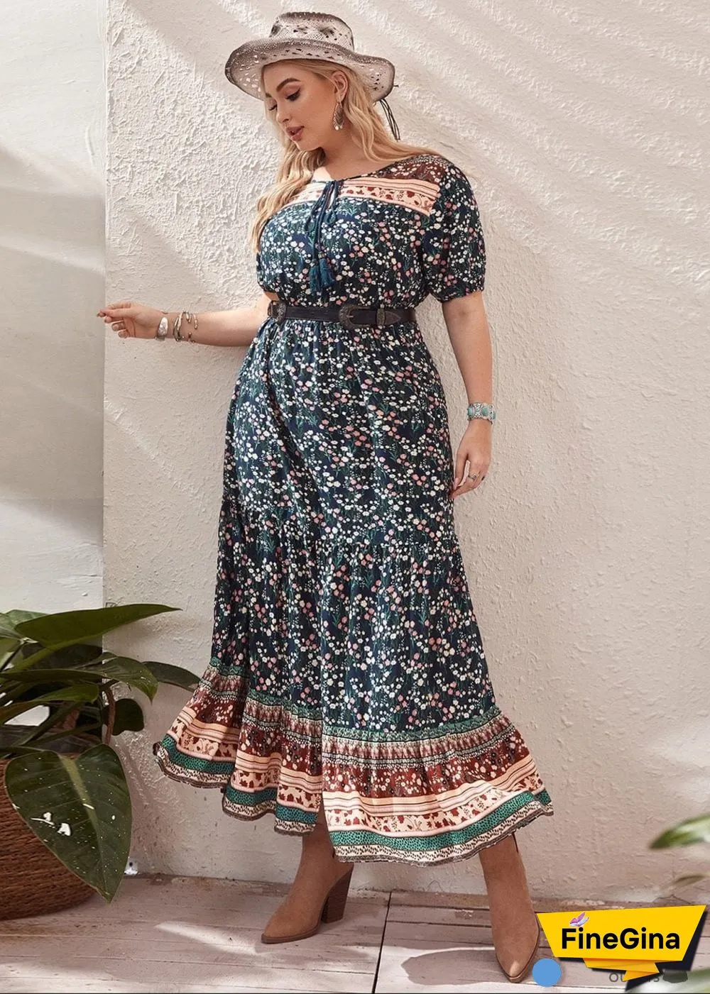 Boho Plus Size Mish Maxi Dress For Women
