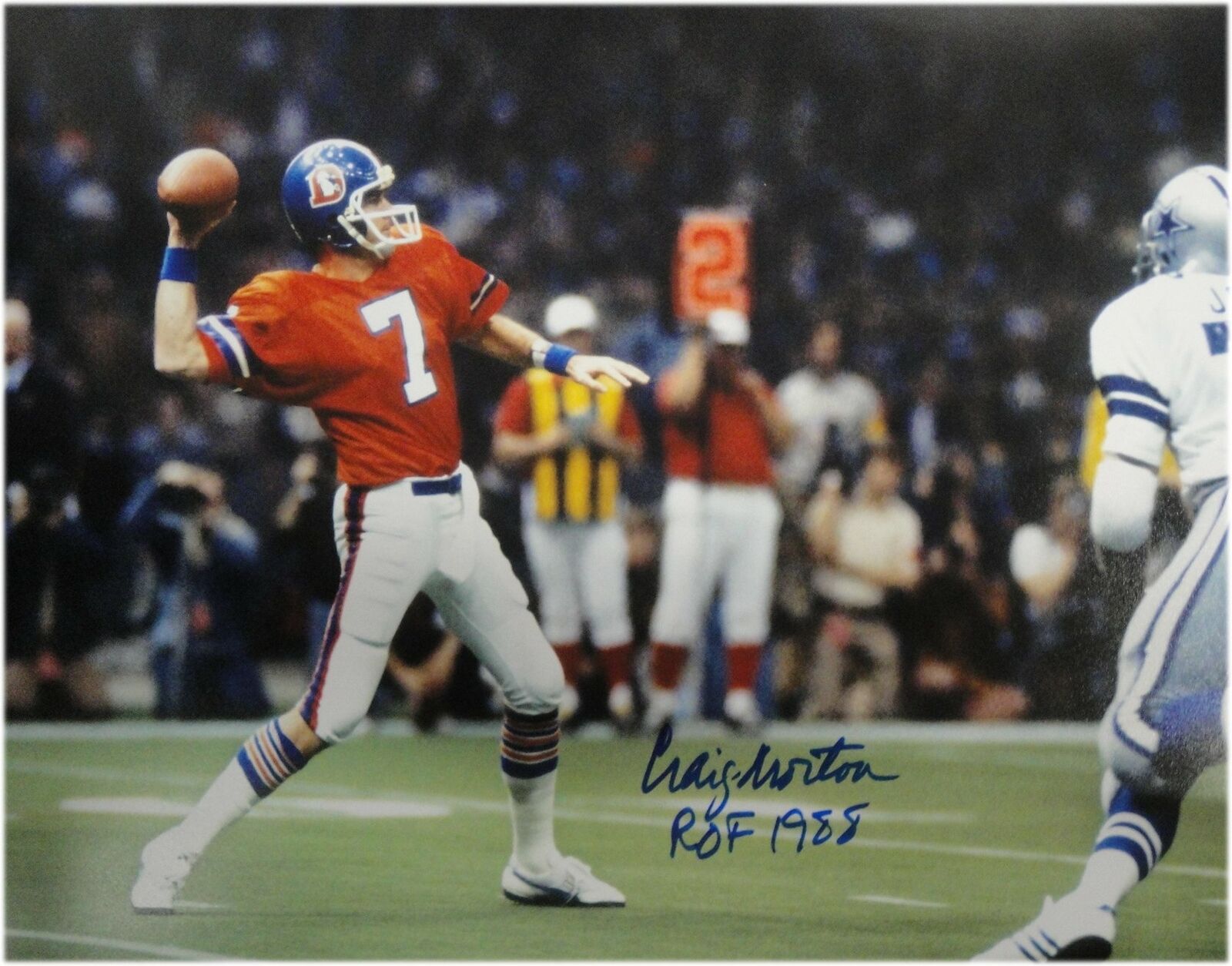 Craig Morton Hand Signed Autographed 11x14 Photo Poster painting Denver Brocos HOF 1988 Blue