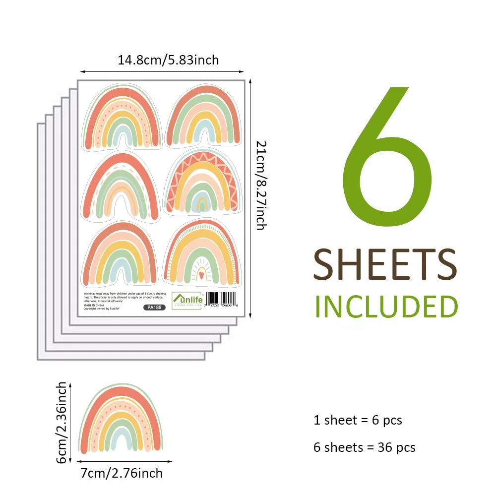 Rainbow Wallpaper On The Wall Stickers For Children's Room Ornaments Baby Room Stencils For Walls For Vinyls Decorative