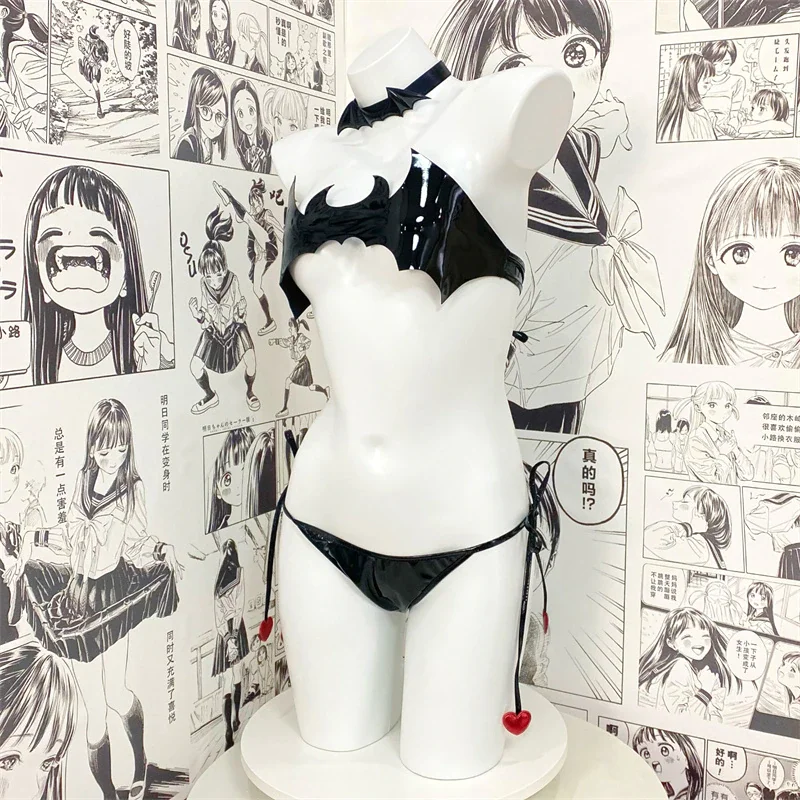 Billionm OJBK Devil Black Costume Cosplay Lingerie Role Play Outfit Leather Underwear Set Little Demon Women Unifrom Erotic Accessories