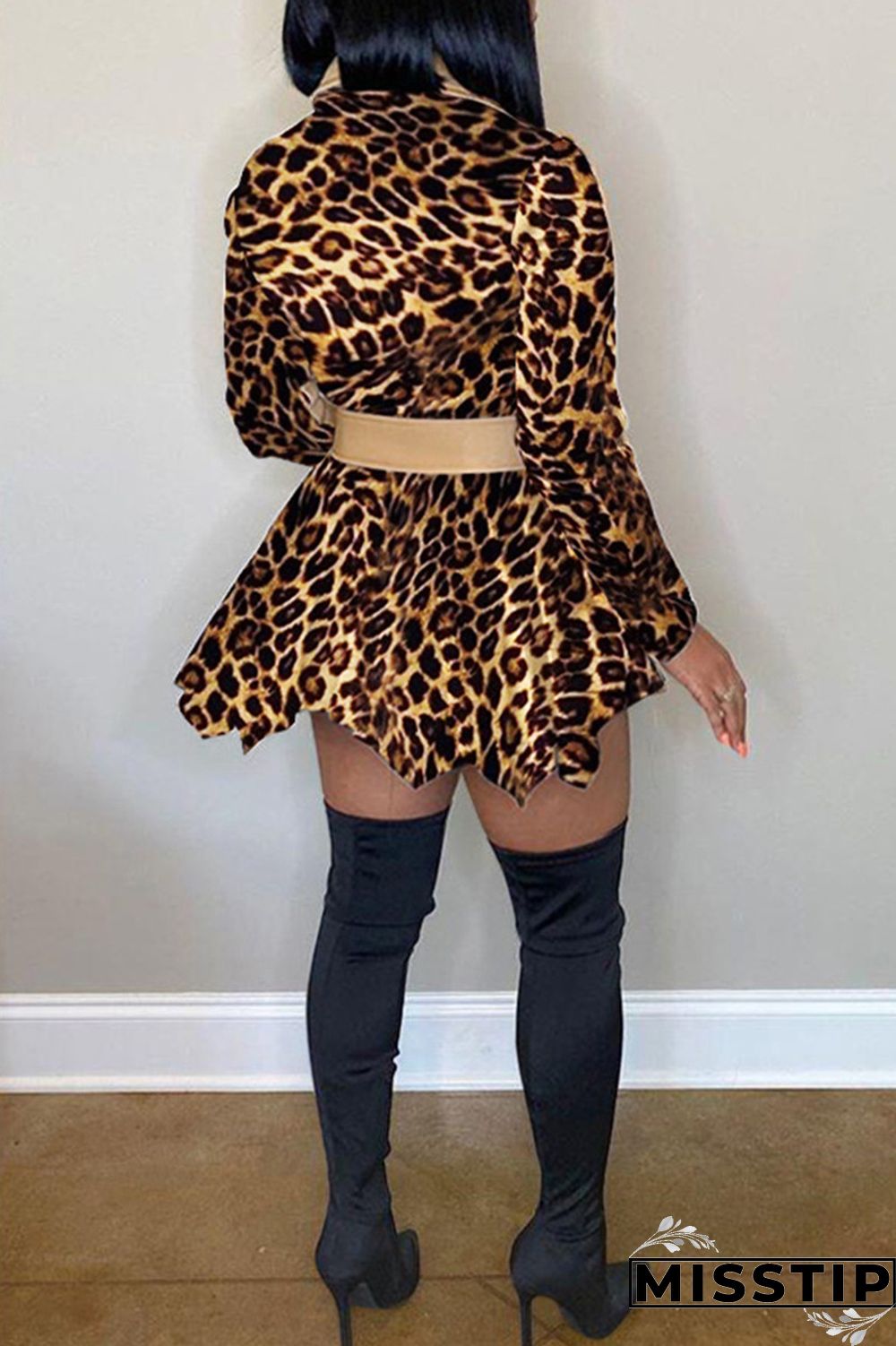 White Fashion Casual Print Patchwork Turndown Collar Long Sleeve Dresses