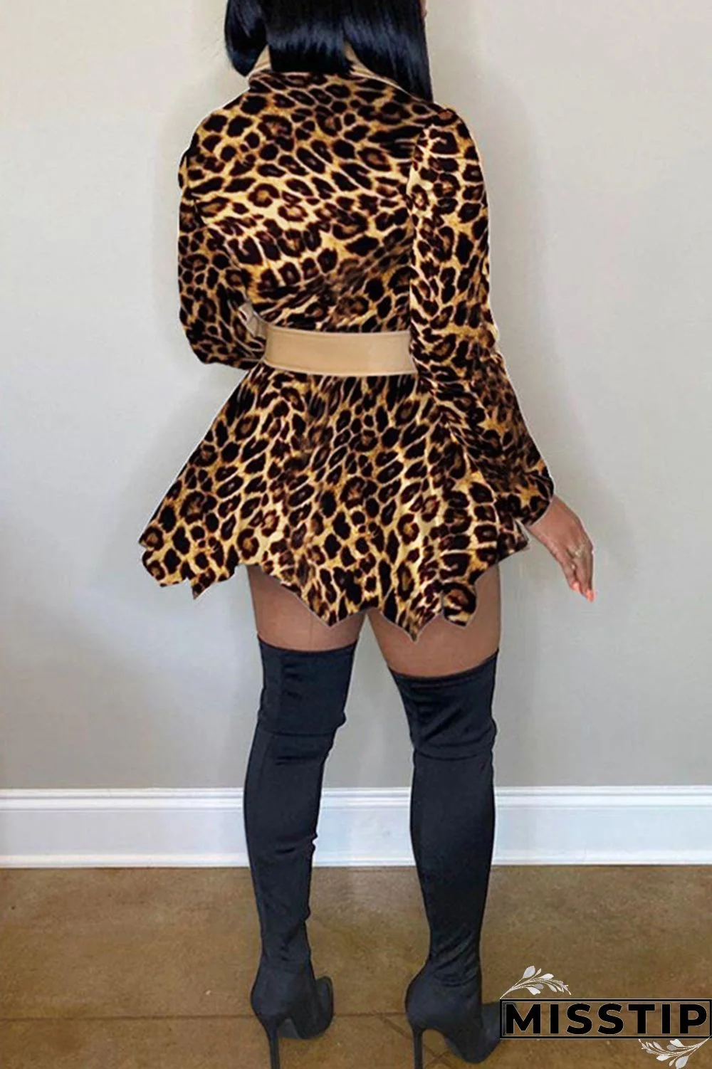 White Fashion Casual Print Patchwork Turndown Collar Long Sleeve Dresses