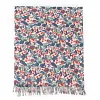 Blue Red Flowers Autumn Winter Shawl Scarf