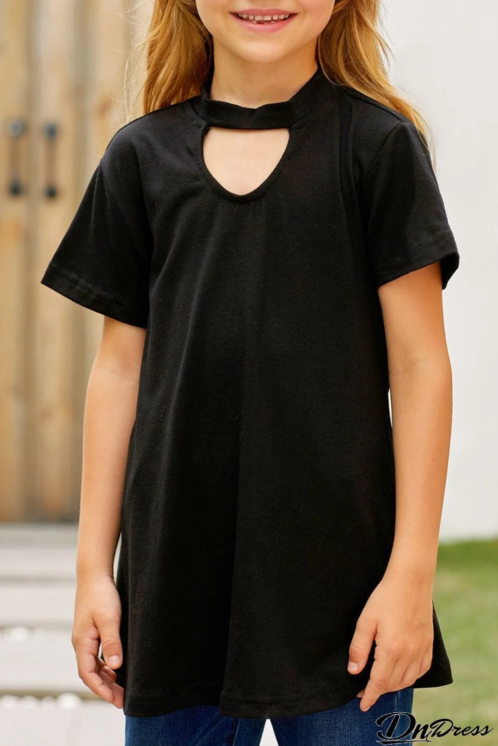 Dandelion Letters Print Keyhole Front T Shirt Dress