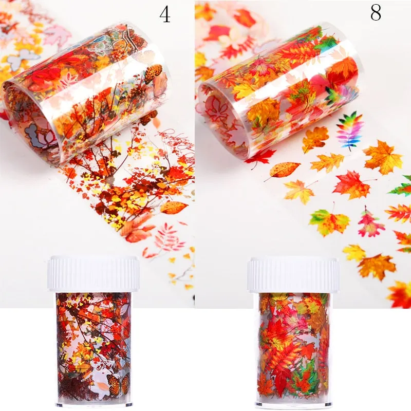 10Pcs/Set Colorful Nail Foil Stickers Mirror iridescent Effect Stickers Nail Art Transfer Foils Manicures Slider Decorations