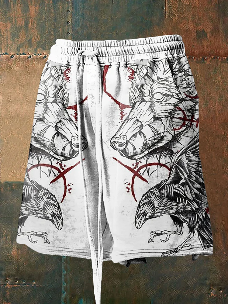 M&auml;nner Wikinger Tiere Print Shorts