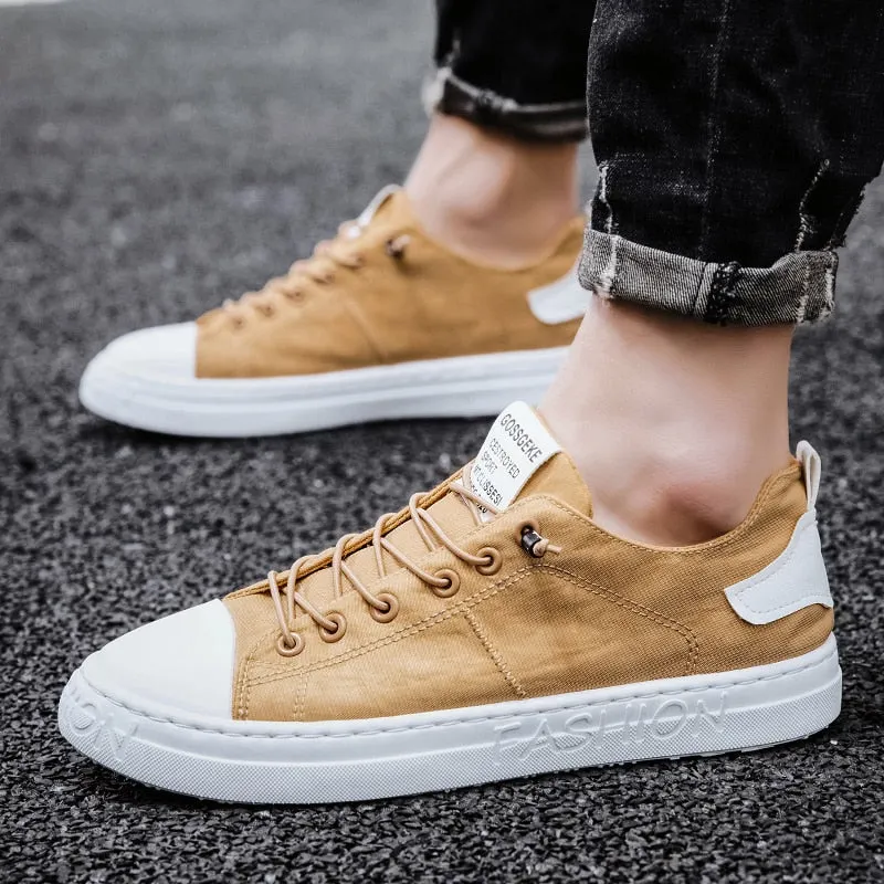 Boys Canvas Comfort Skateboard Shoes Spring Summer Lace Up Leather Running Sports-Shoes Casual Shoes for Men Flats Man Sneakers