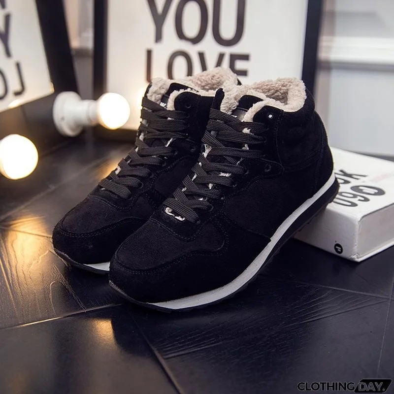 Winter&nbsp;Lace Up Snow Sneakers Warm Fur Lined Shoes
