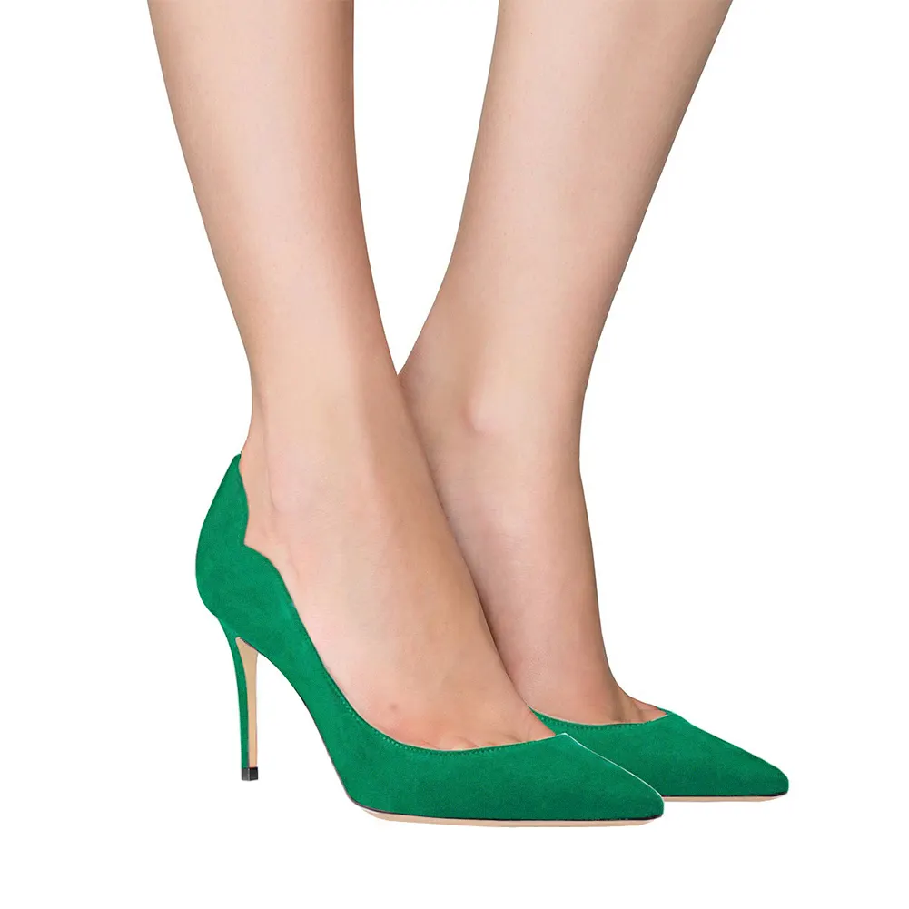 3.54" Women's Heeled Party Pumps Suede Heels-vocosishoes