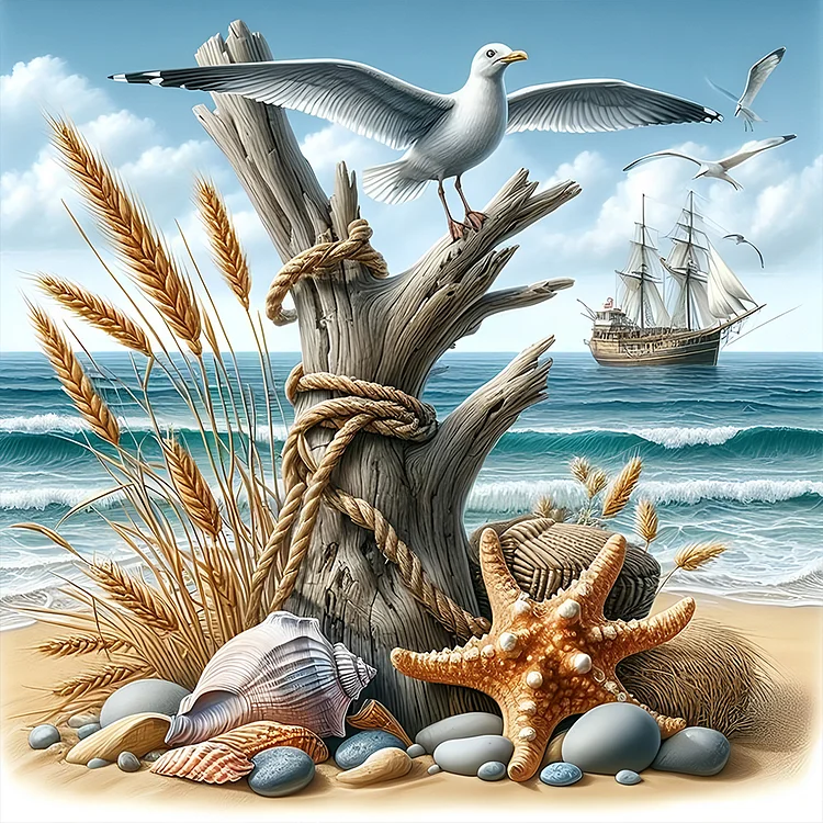 Starfish On The Beach 30*30CM (Canvas) Full Round Drill Diamond Painting gbfke